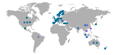 全球地圖標註華碩回收據點